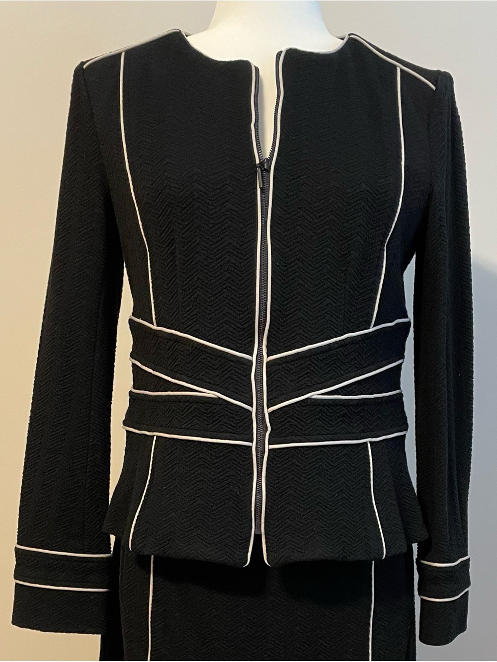 Nanette Lepore Black Blazer with White Piping